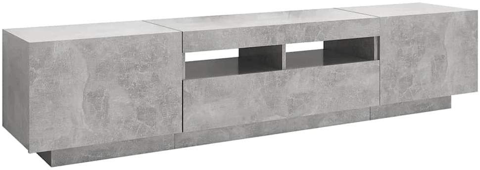 TV staliukas Televizoriaus spintelė su LED, betono pilka, 180x35x40cm