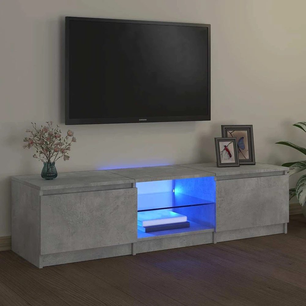 TV staliukas Televizoriaus spintelė su LED, betono pilka, 140x40x35,5cm