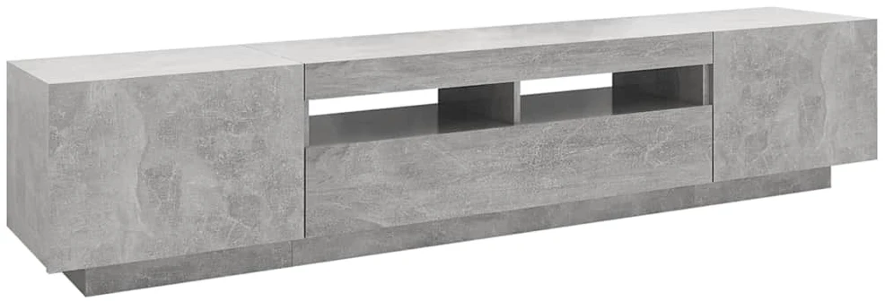 TV staliukas Televizoriaus spintelė su LED, betono pilka, 200x35x40cm