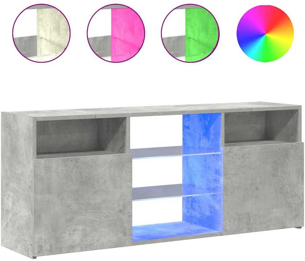 TV staliukas Televizoriaus spintelė su LED, betono pilka, 120x30x50cm