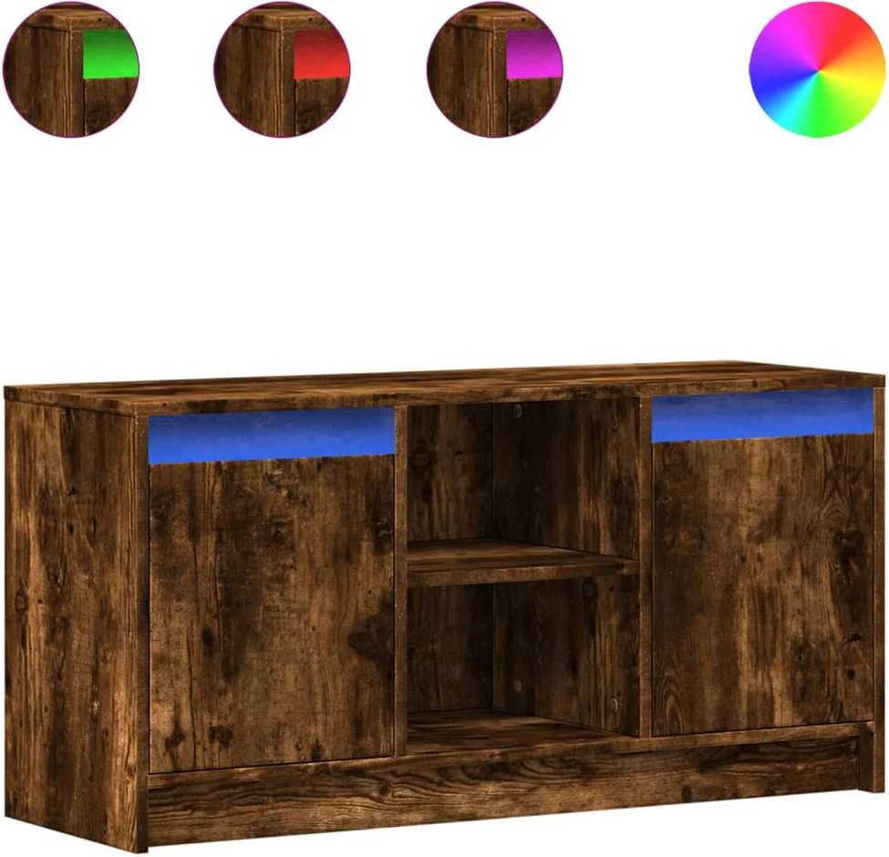 TV staliukas Televizoriaus spintelė su LED, dūminė, 100x34x50cm, mediena
