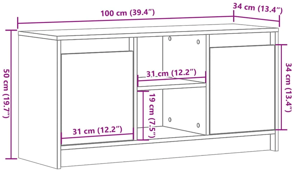 TV staliukas Televizoriaus spintelė su LED, dūminė, 100x34x50cm, mediena