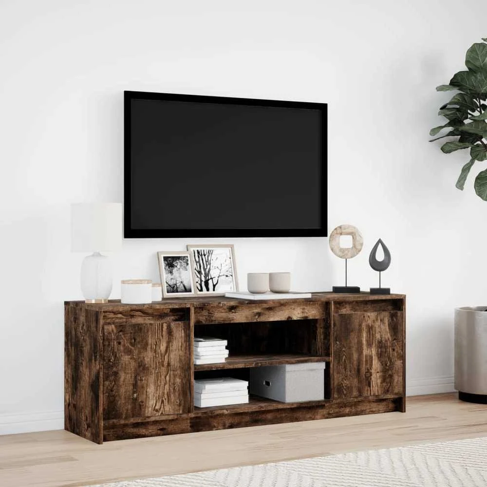 TV staliukas Televizoriaus spintelė su LED, dūminė, 139,5x34x50cm, mediena