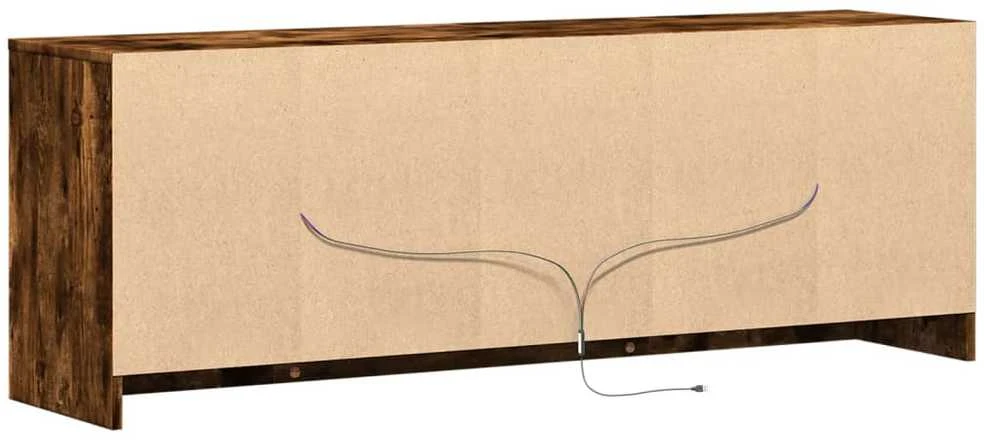 TV staliukas Televizoriaus spintelė su LED, dūminė, 139,5x34x50cm, mediena