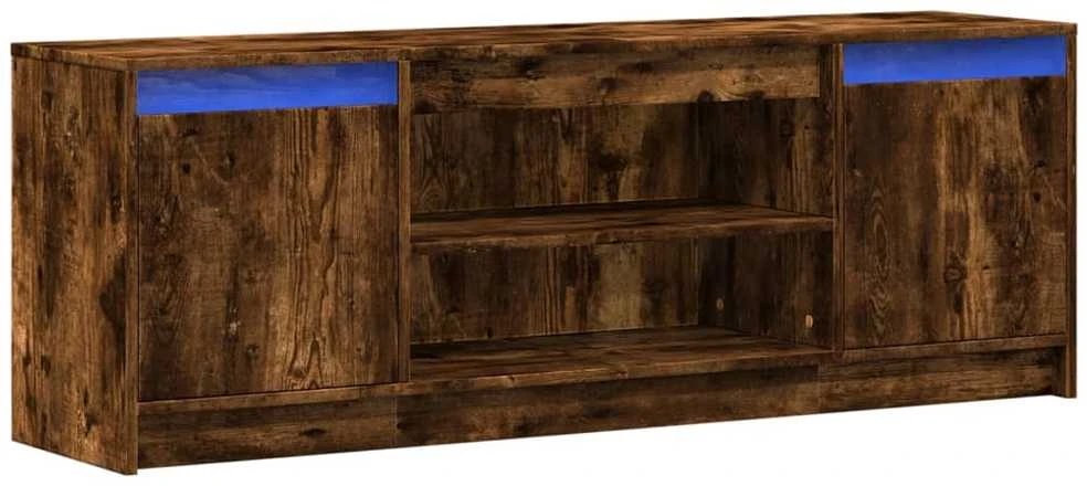 TV staliukas Televizoriaus spintelė su LED, dūminė, 139,5x34x50cm, mediena