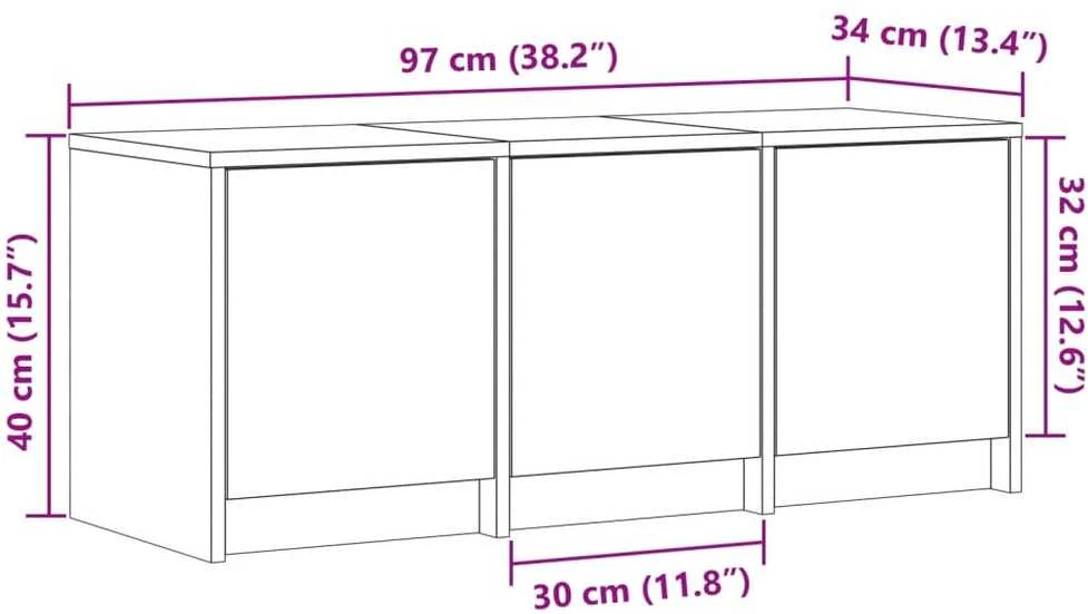 TV staliukas Televizoriaus spintelė su LED, dūminė, 97x34x40cm, mediena
