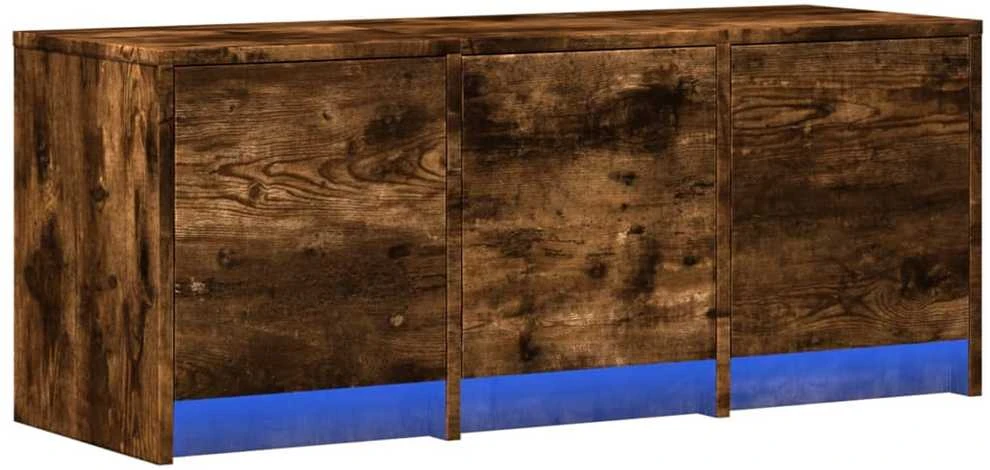 TV staliukas Televizoriaus spintelė su LED, dūminė, 97x34x40cm, mediena