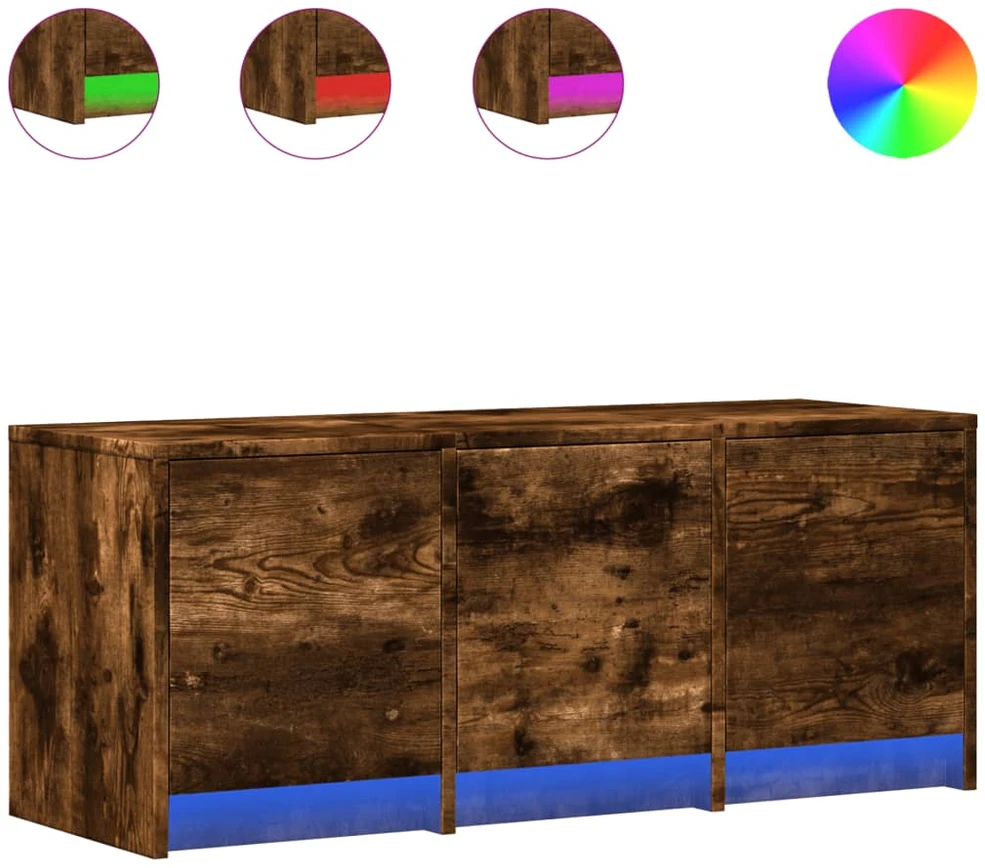 TV staliukas Televizoriaus spintelė su LED, dūminė, 97x34x40cm, mediena