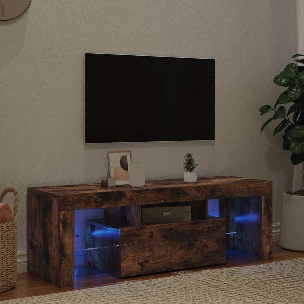 TV staliukas Televizoriaus spintelė su LED, dūminio ąžuolo, 120x35x40cm