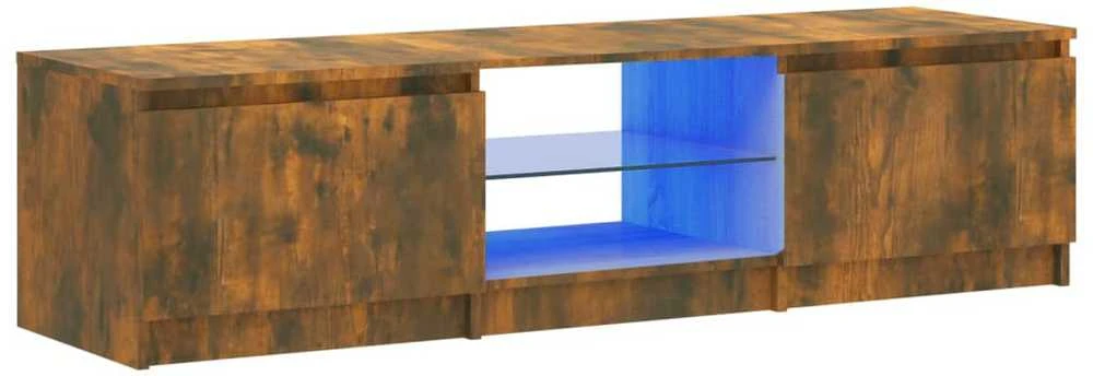 TV staliukas Televizoriaus spintelė su LED, dūminio ąžuolo, 140x40x35,5cm