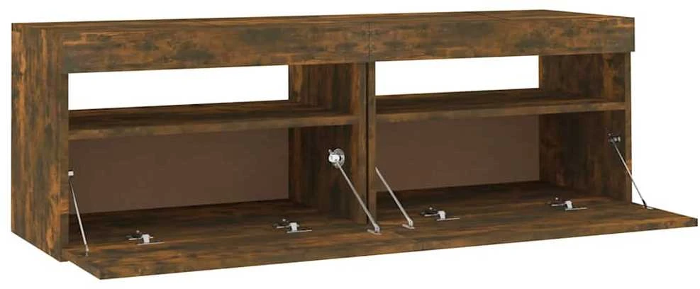 TV staliukas Televizoriaus spintelė su LED, dūminio ąžuolo, 120x35x40cm