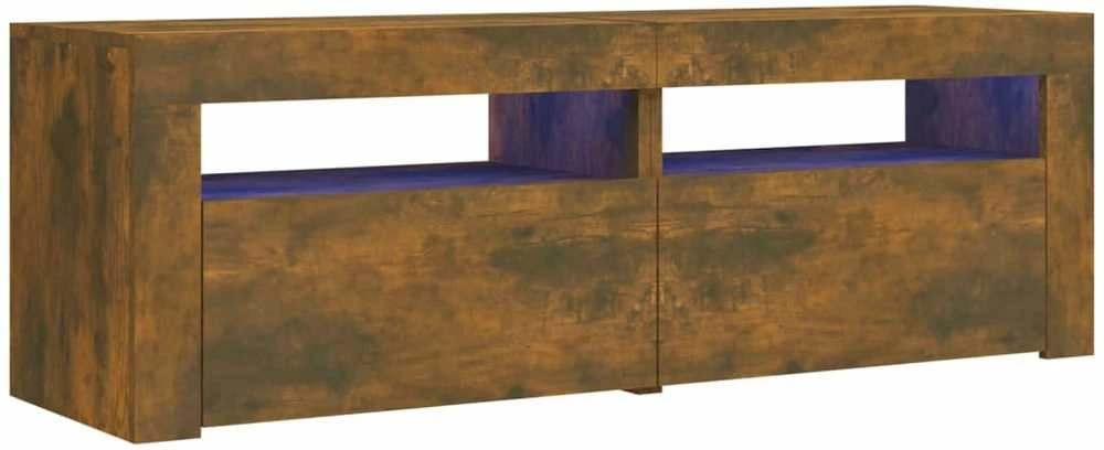 TV staliukas Televizoriaus spintelė su LED, dūminio ąžuolo, 120x35x40cm