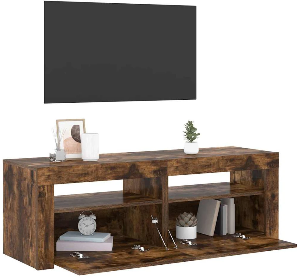 TV staliukas Televizoriaus spintelė su LED, dūminio ąžuolo, 120x35x40cm