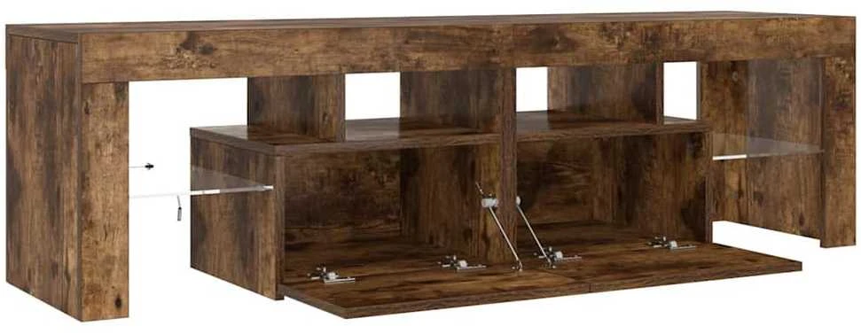 TV staliukas Televizoriaus spintelė su LED, dūminio ąžuolo, 140x36,5x40cm