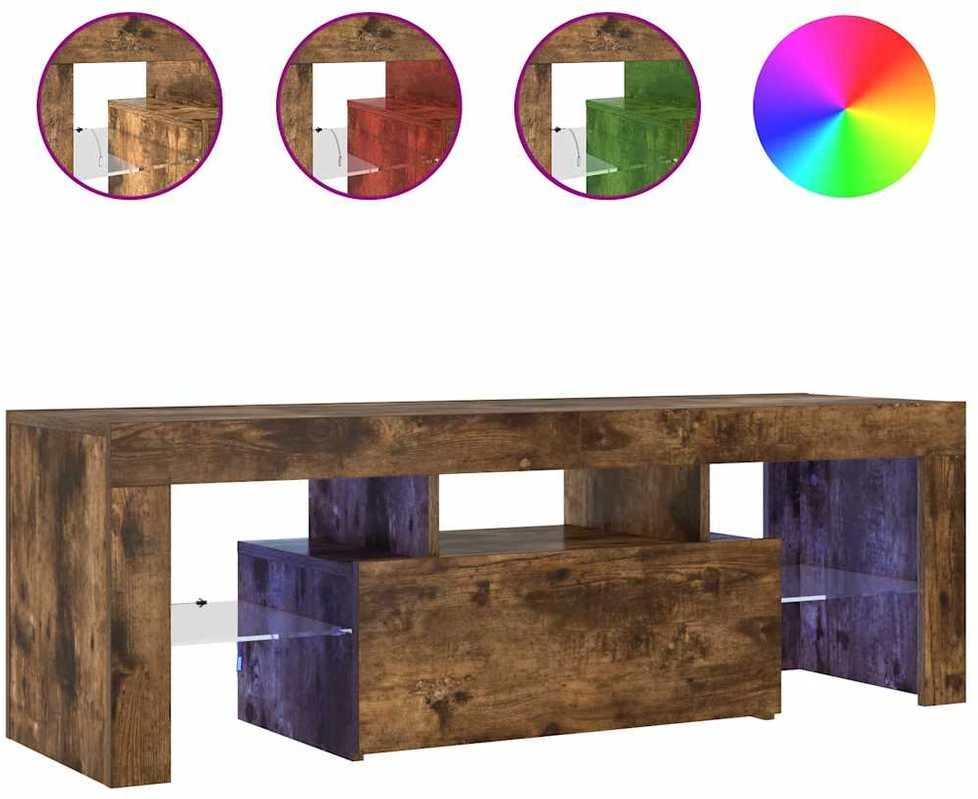 TV staliukas Televizoriaus spintelė su LED, dūminio ąžuolo, 120x35x40cm