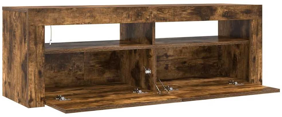 TV staliukas Televizoriaus spintelė su LED, dūminio ąžuolo, 120x35x40cm