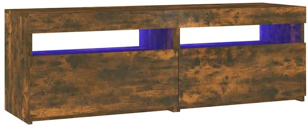 TV staliukas Televizoriaus spintelė su LED, dūminio ąžuolo, 120x35x40cm