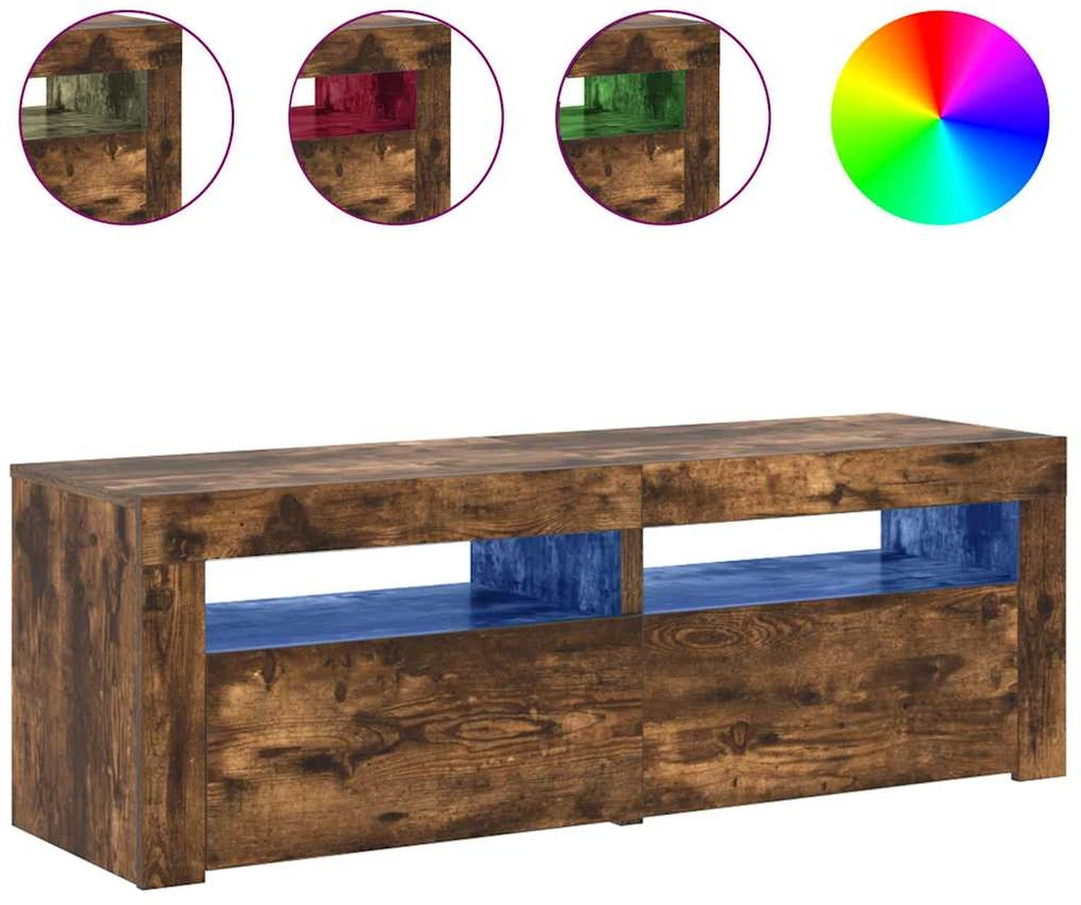 TV staliukas Televizoriaus spintelė su LED, dūminio ąžuolo, 120x35x40cm