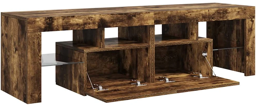 TV staliukas Televizoriaus spintelė su LED, dūminio ąžuolo, 140x36,5x40cm