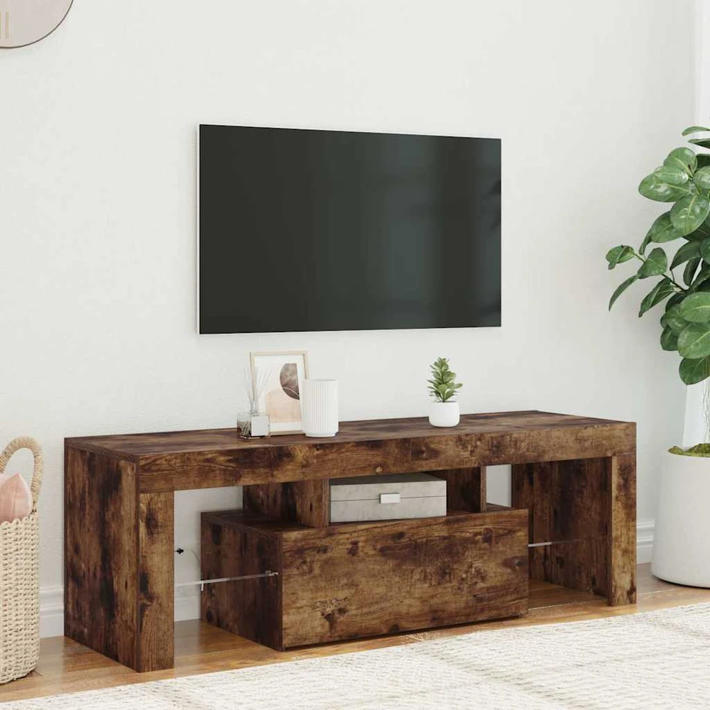 TV staliukas Televizoriaus spintelė su LED, dūminio ąžuolo, 120x35x40cm