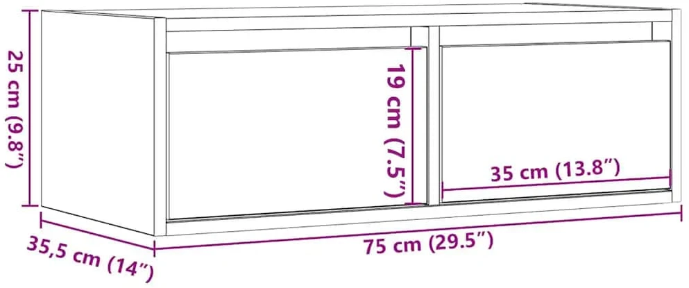 TV staliukas Televizoriaus spintelė su LED, dūminio ąžuolo, 75x35,5x25 cm