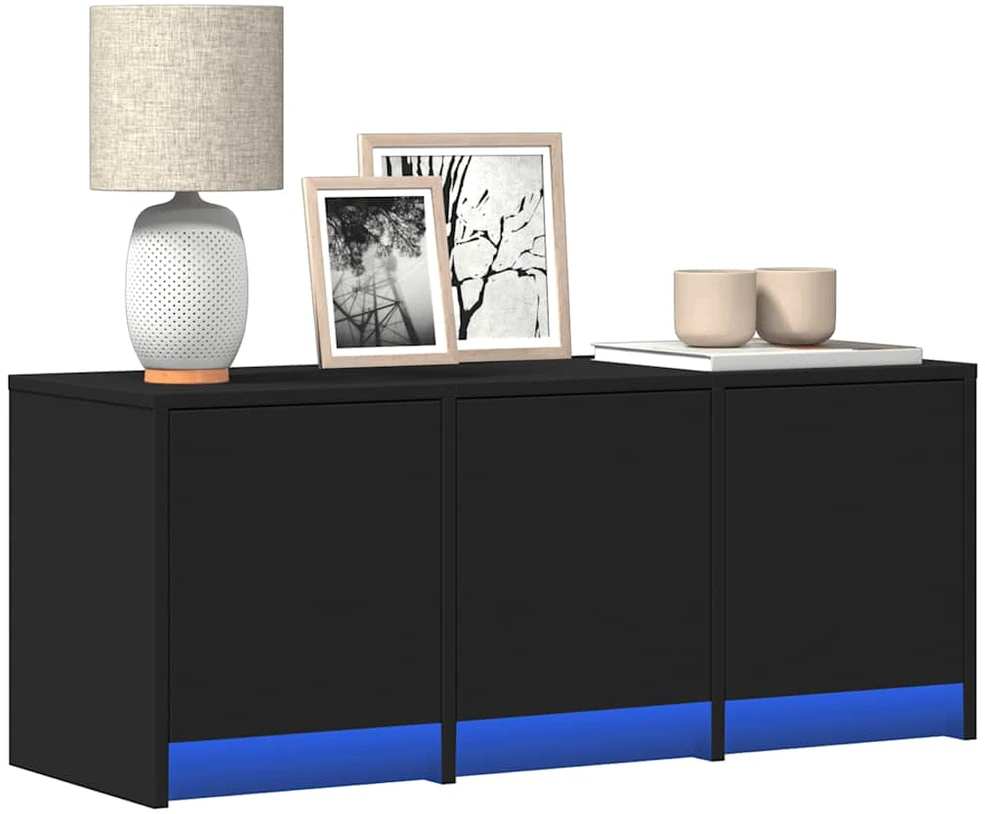 TV staliukas Televizoriaus spintelė su LED, juoda, 97x34x40cm, mediena