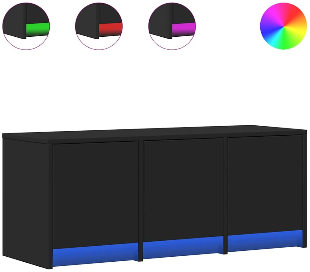 TV staliukas Televizoriaus spintelė su LED, juoda, 97x34x40cm, mediena