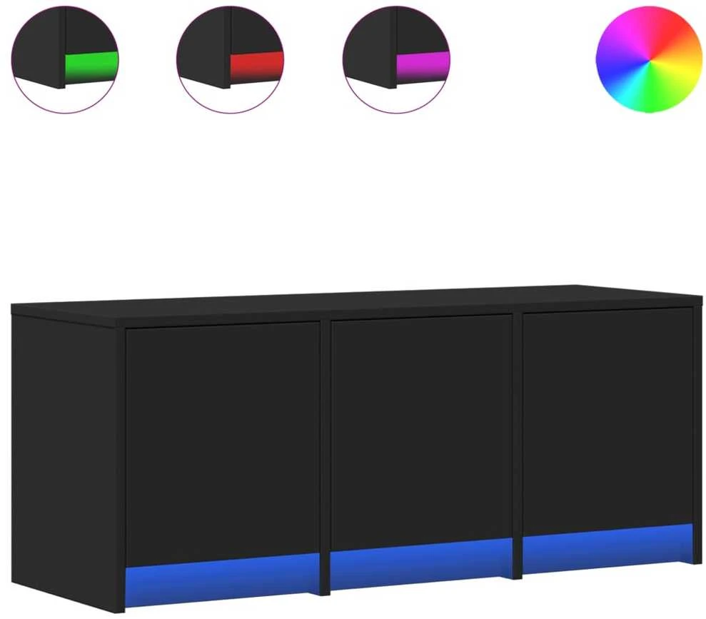 TV staliukas Televizoriaus spintelė su LED, juoda, 97x34x40cm, mediena