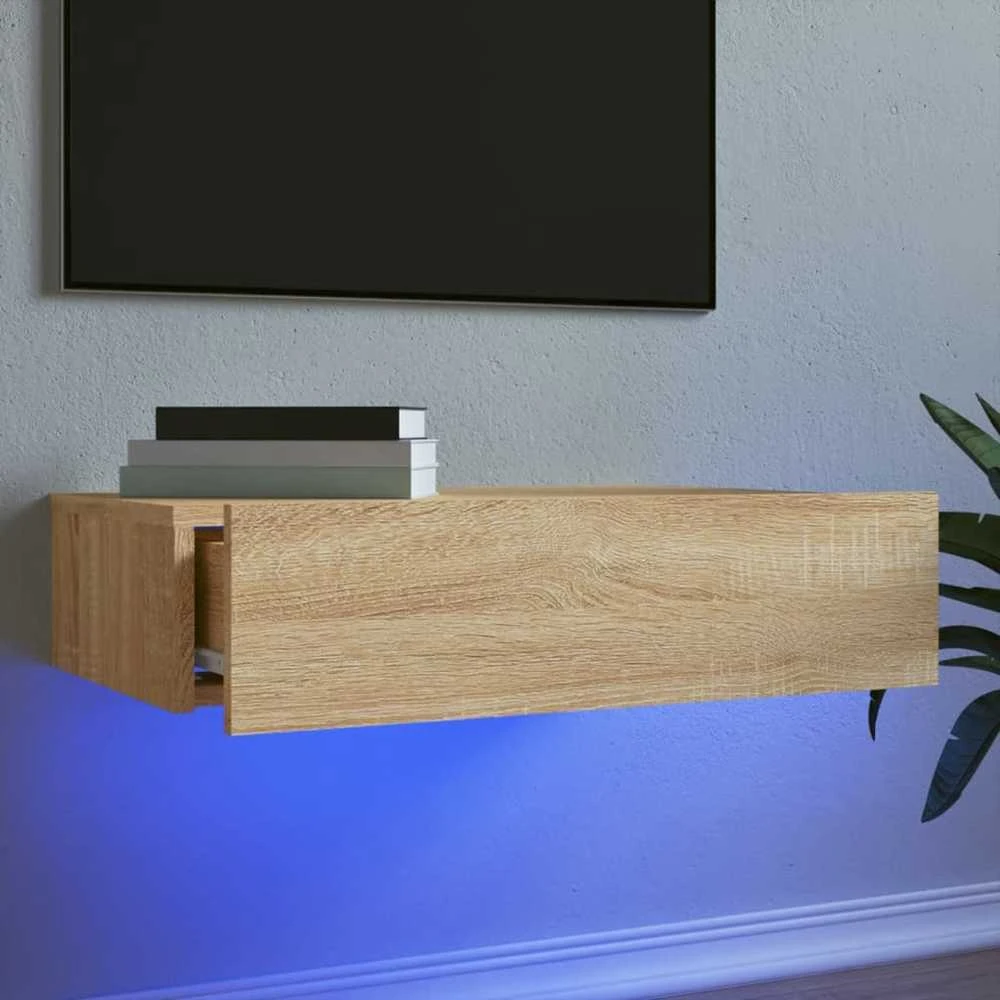 TV staliukas Televizoriaus spintelė su LED lemputėmis, ąžuolo, 60x35x15,5cm
