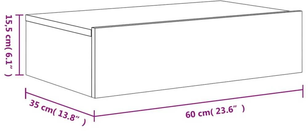 TV staliukas Televizoriaus spintelė su LED lemputėmis, betono, 60x35x15,5cm
