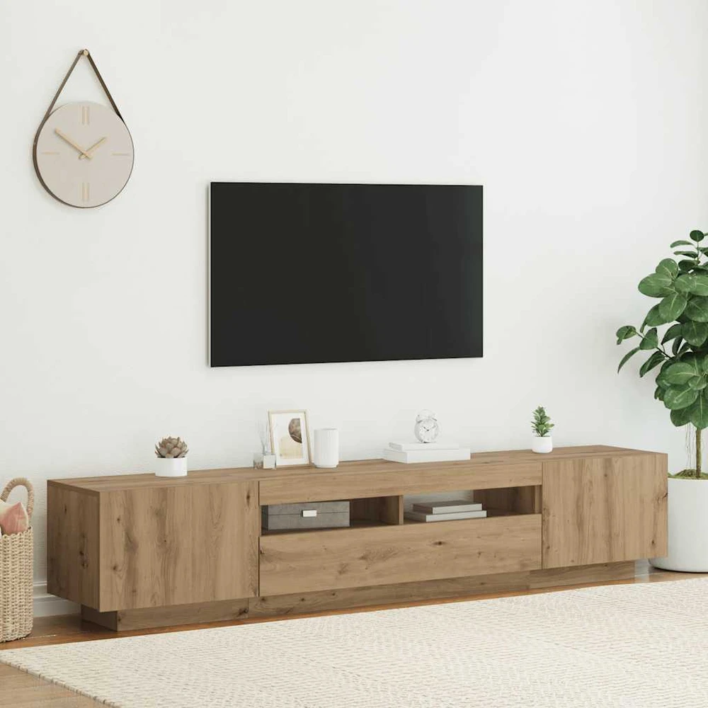 TV staliukas televizoriaus spintelė su LED lemputėmis Artisan ąžuolas