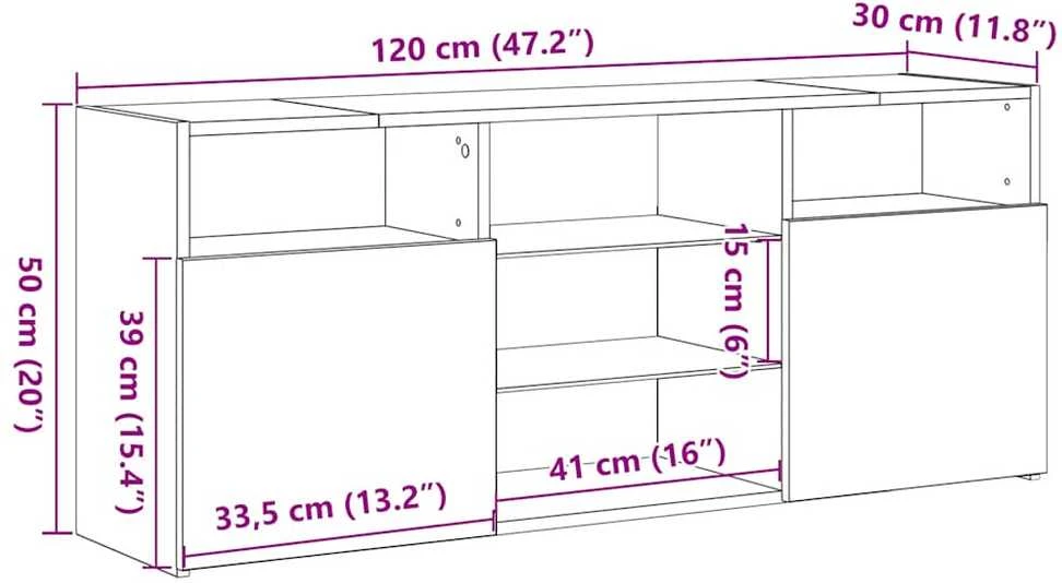 TV staliukas televizoriaus spintelė su LED lemputėmis Artisan ąžuolas