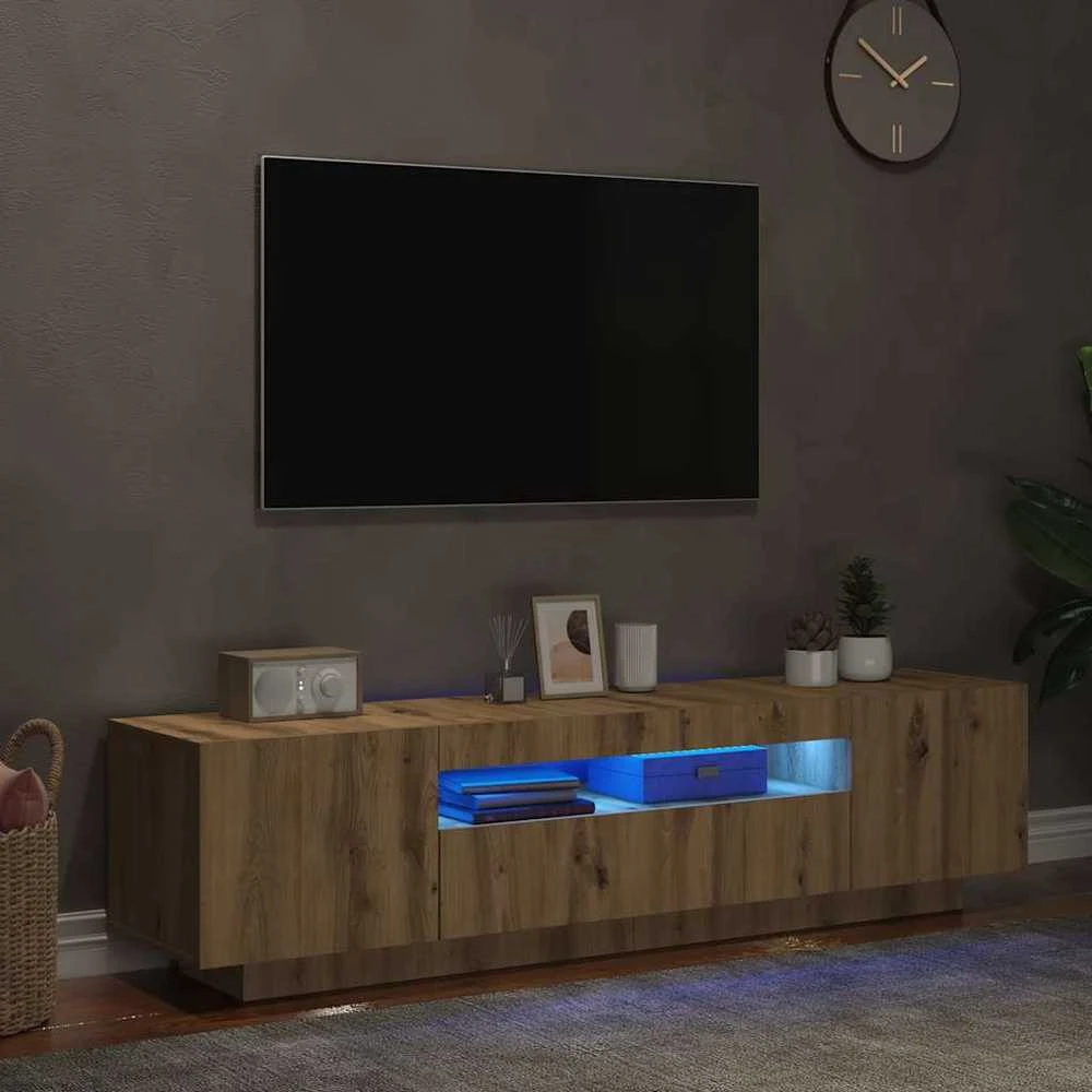 TV staliukas televizoriaus spintelė su LED lemputėmis Artisian ąžuolas