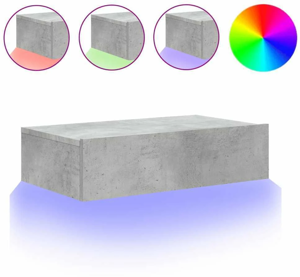 TV staliukas Televizoriaus spintelė su LED lemputėmis, betono, 60x35x15,5cm