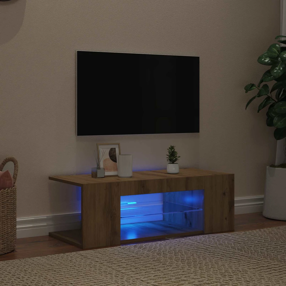 TV staliukas televizoriaus spintelė su LED lemputėmis Artisan ąžuolas