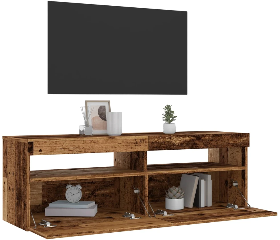 TV staliukas Televizoriaus spintelė su LED, medienos, 120x35x40cm, mediena