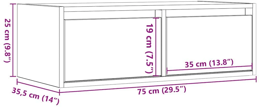 TV staliukas Televizoriaus spintelė su LED, medienos, 75x35,5x25 cm