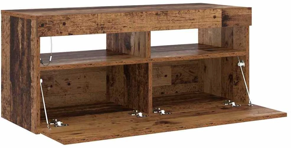 TV staliukas Televizoriaus spintelė su LED, medienos, 90x35x40cm, mediena