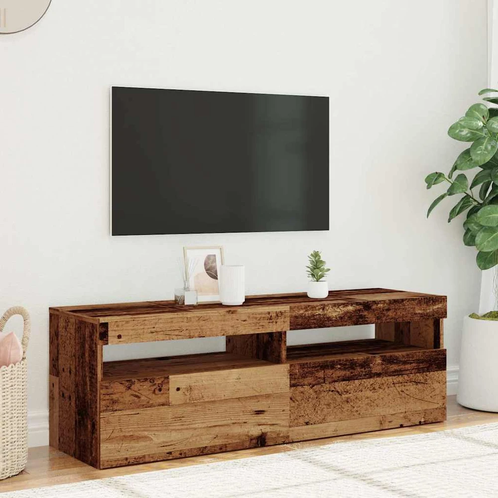 TV staliukas Televizoriaus spintelė su LED, medienos, 120x35x40cm, mediena