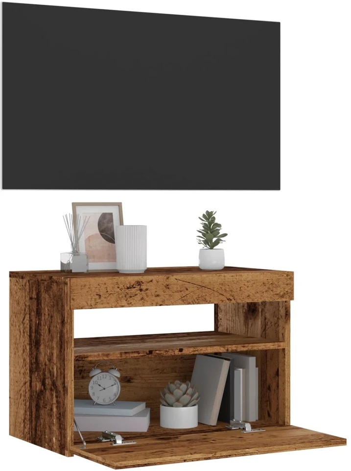 TV staliukas Televizoriaus spintelė su LED, medienos, 60x35x40cm, mediena