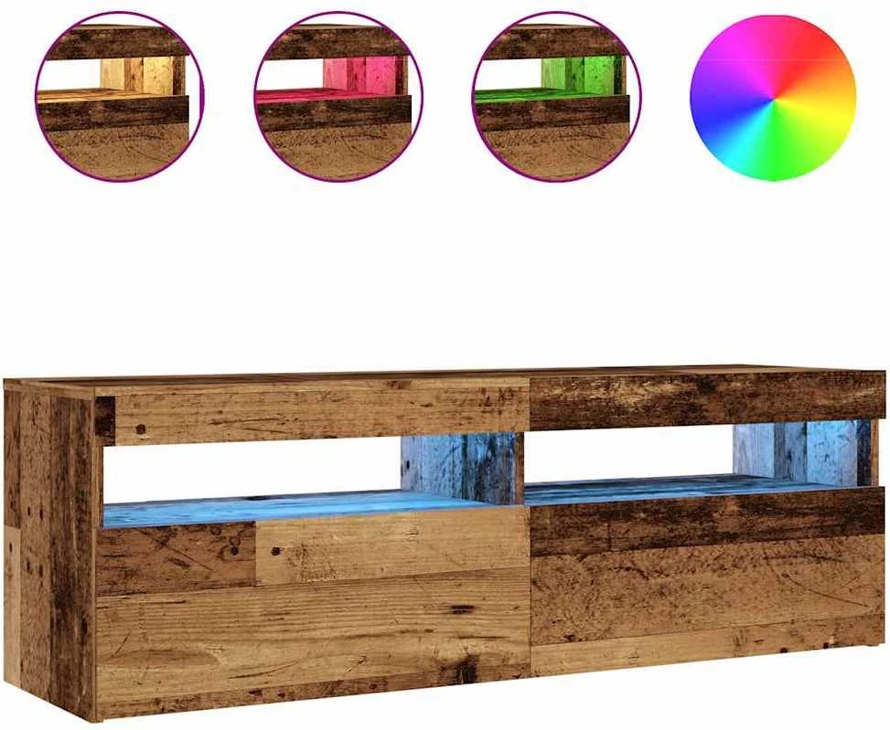TV staliukas Televizoriaus spintelė su LED, medienos, 120x35x40cm, mediena