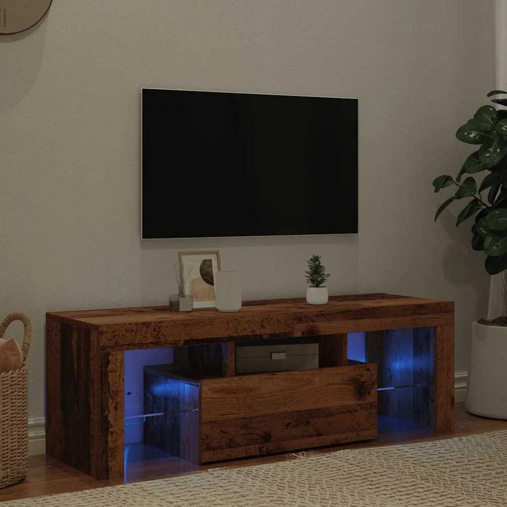 TV staliukas Televizoriaus spintelė su LED, medienos, 120x36,5x40cm, mediena
