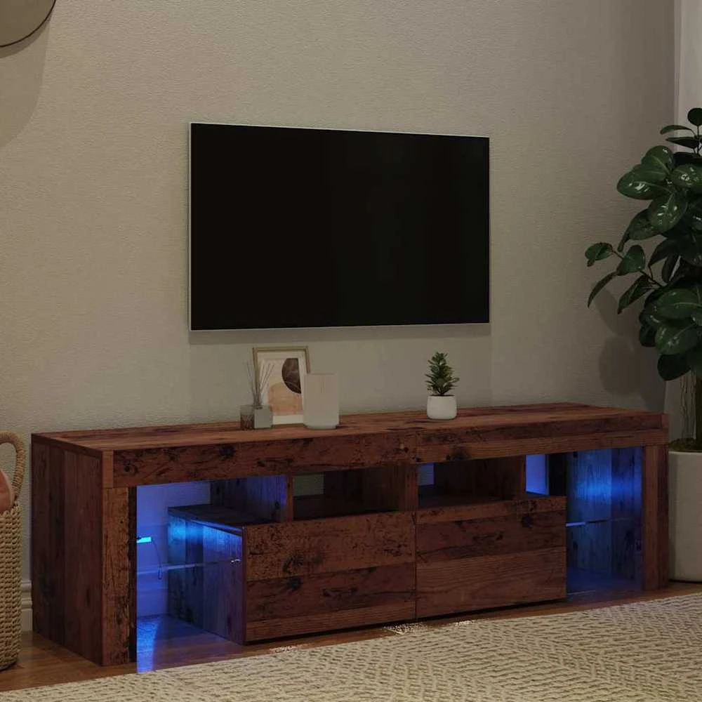 TV staliukas Televizoriaus spintelė su LED, medienos, 140x36,5x40cm, mediena