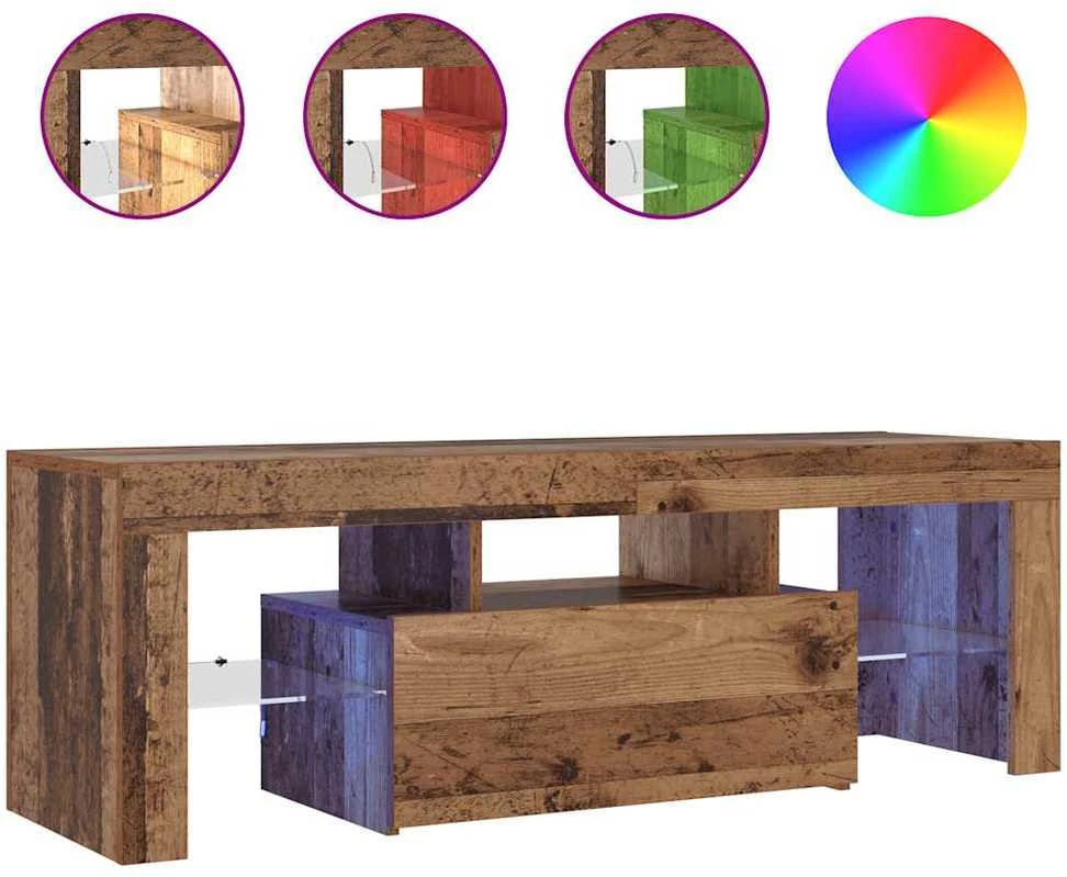 TV staliukas Televizoriaus spintelė su LED, medienos, 120x36,5x40cm, mediena