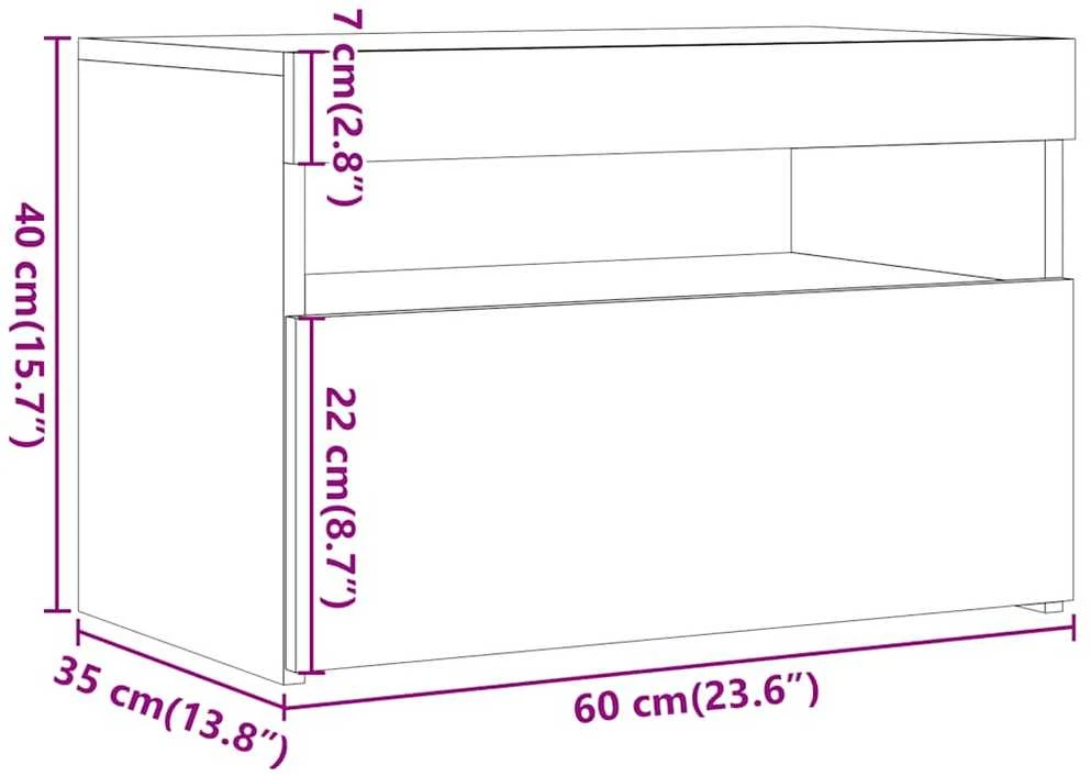 TV staliukas Televizoriaus spintelė su LED, medienos, 60x35x40cm, mediena
