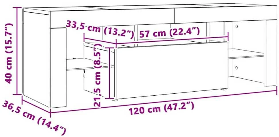 TV staliukas Televizoriaus spintelė su LED, medienos, 120x36,5x40cm, mediena