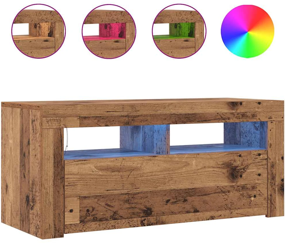TV staliukas Televizoriaus spintelė su LED, medienos, 90x35x40cm, mediena