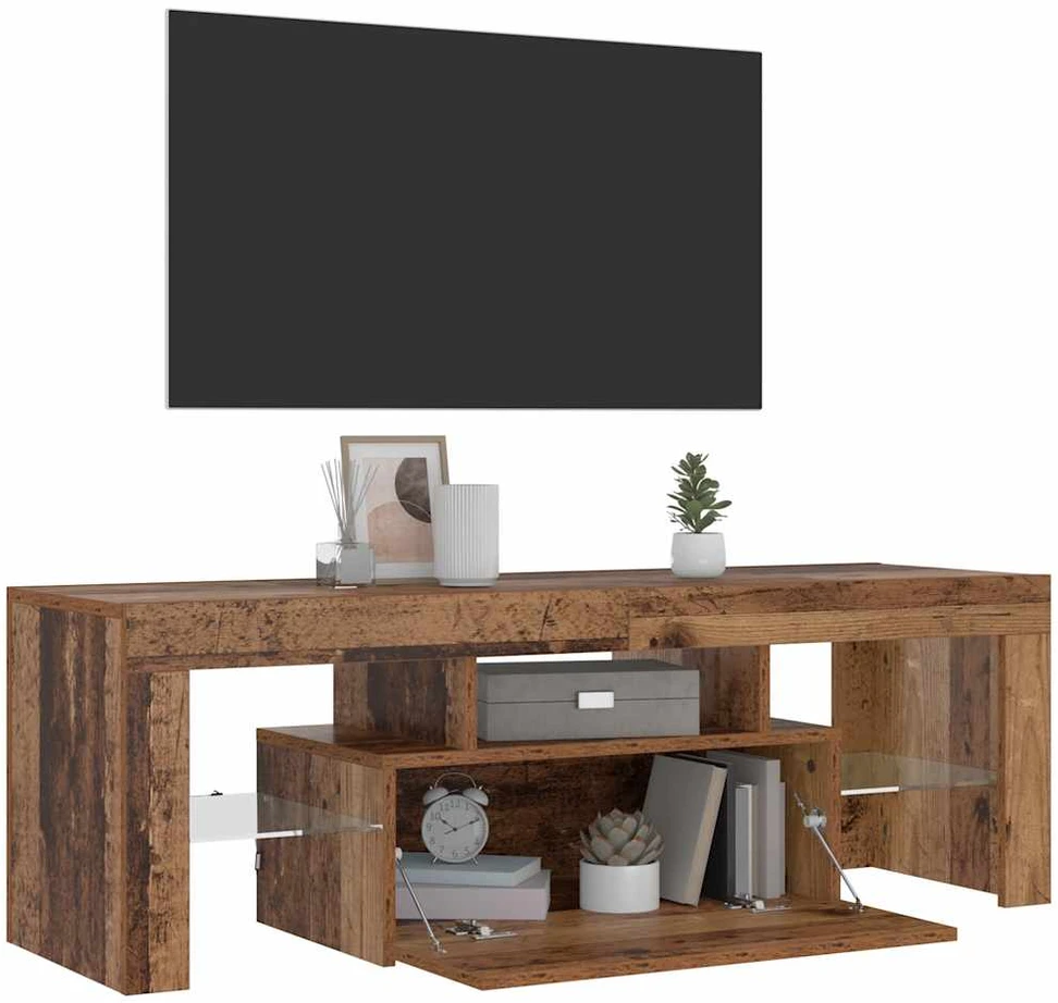 TV staliukas Televizoriaus spintelė su LED, medienos, 120x36,5x40cm, mediena