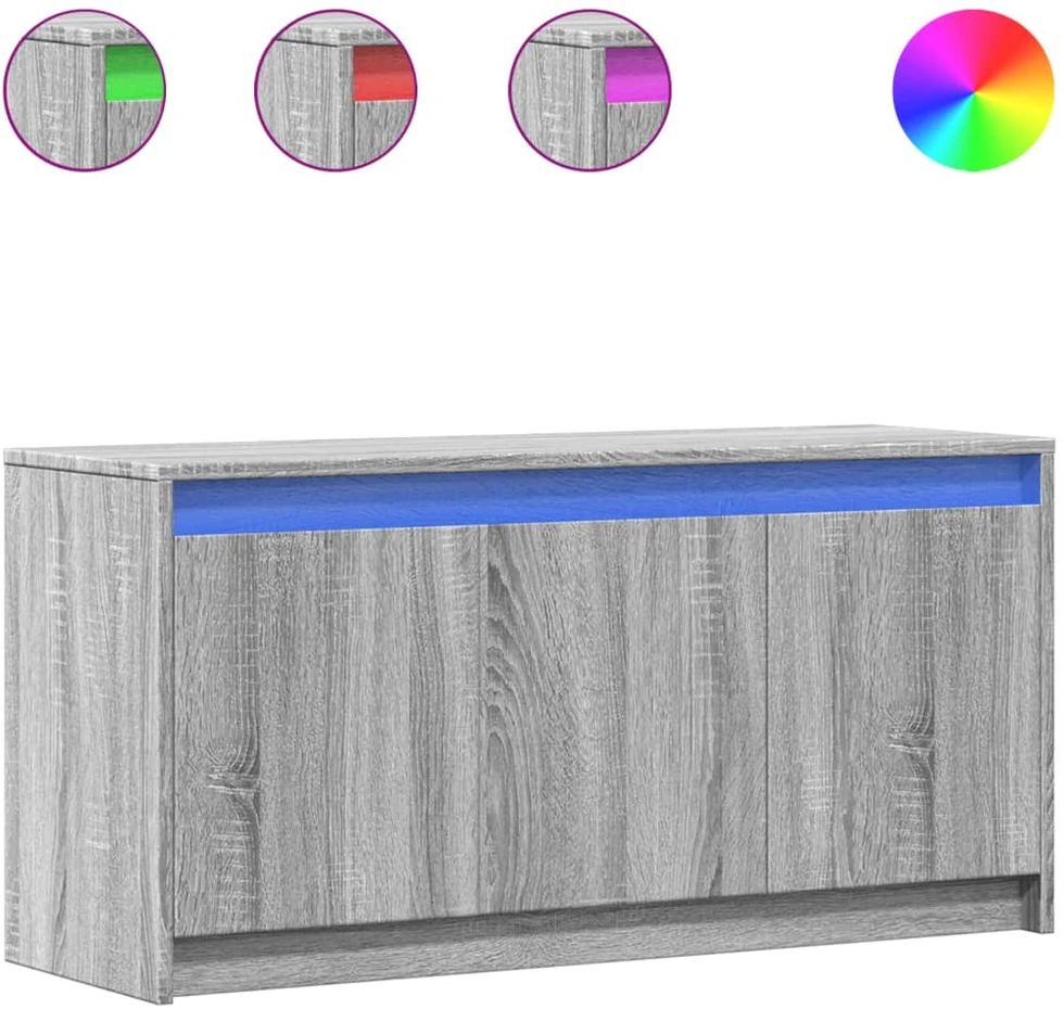 TV staliukas Televizoriaus spintelė su LED, pilka, 100x34x50cm, mediena