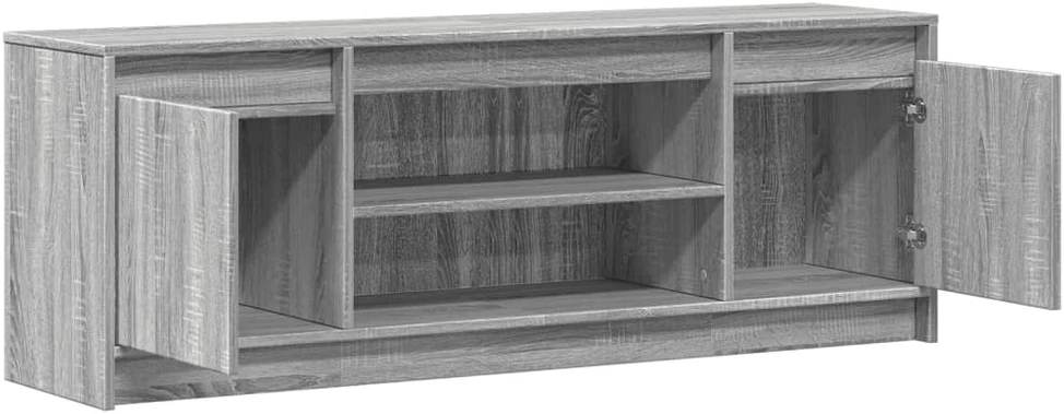 TV staliukas Televizoriaus spintelė su LED, pilka, 139,5x34x50cm, mediena